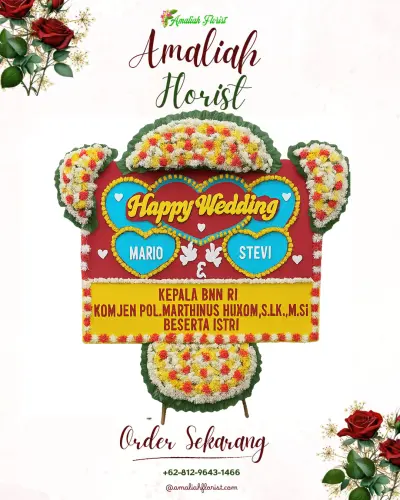Karangan Papan Bunga Pernikahan di Serua